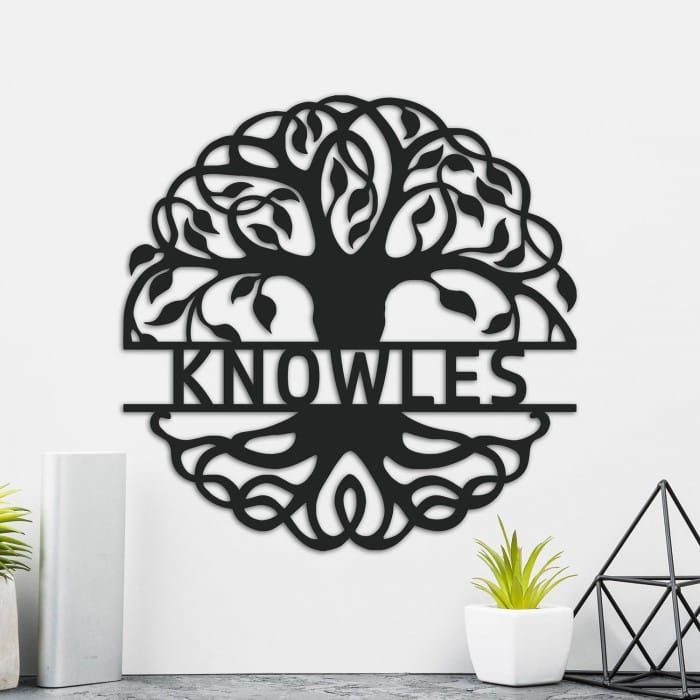 Tree of Life Steel Monogram Steel House Name Sign