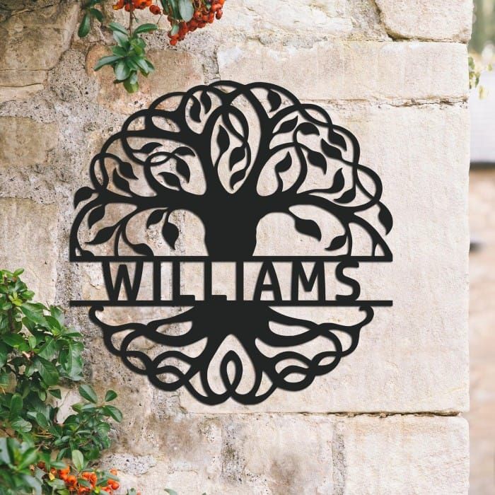 Tree of Life Steel Monogram Steel House Name Sign
