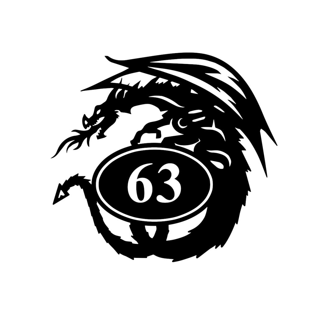 Iron Tribal Dragon House Number Sign