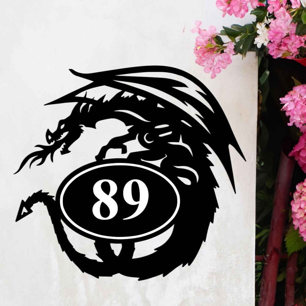 Iron Tribal Dragon House Number Sign