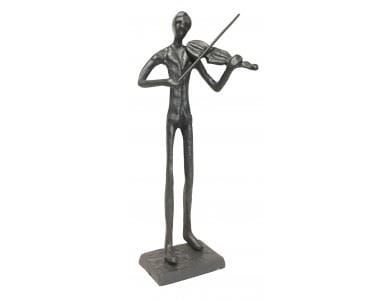 Cast Iron Standing Violin Playing Figurine