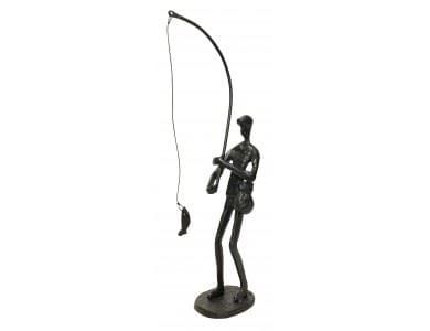 Cast Iron Man Fishing Figurine