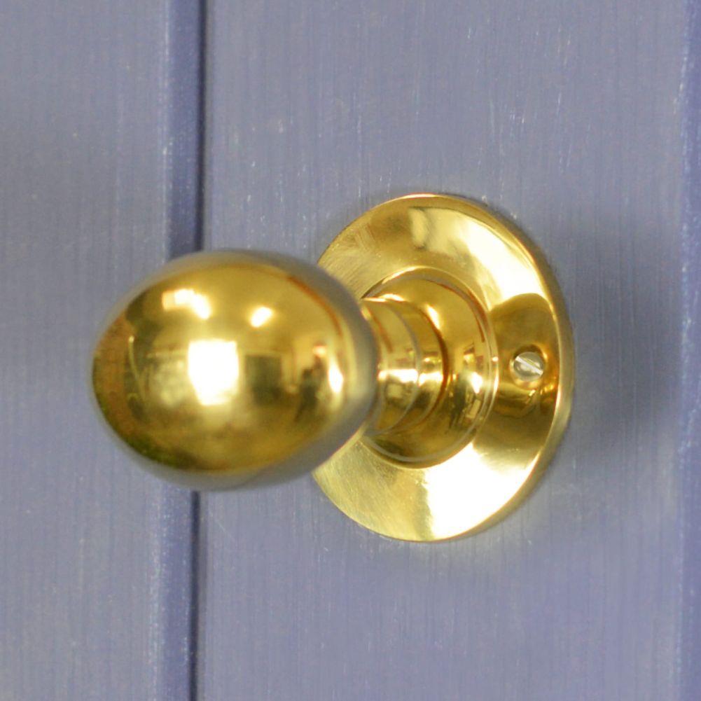 Oval Polished Brass Door Knob Set