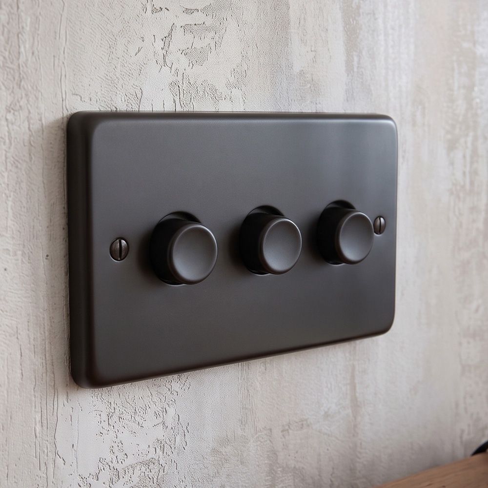 Modern Matte Black Triple LED Dimmer Switch