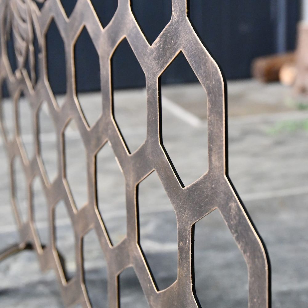 Antique Gold Finish Black Bee Fireguard side view