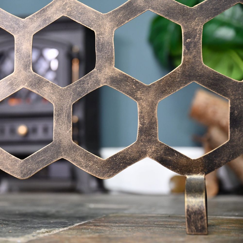 Antique Gold Finish Black Bee Fireguard bottom 
