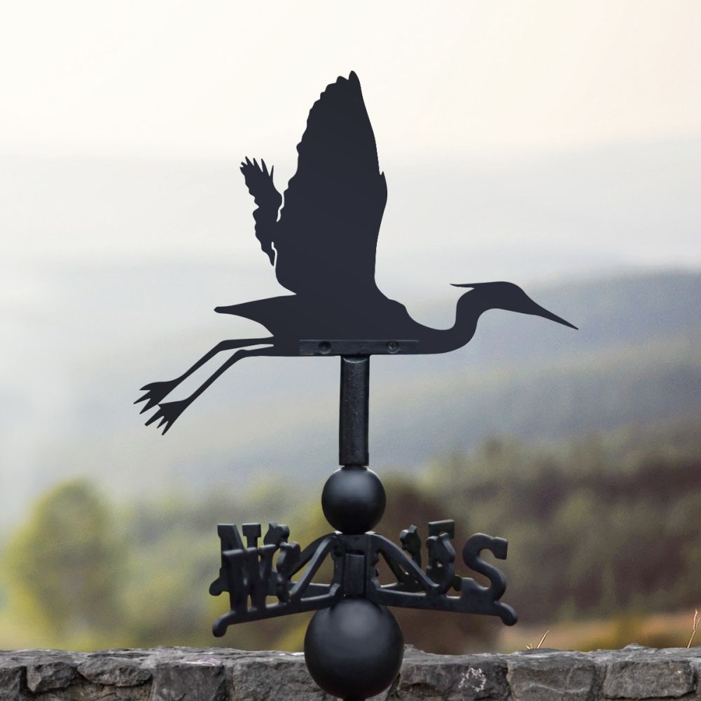 Heron Flying Weathervane in Black 