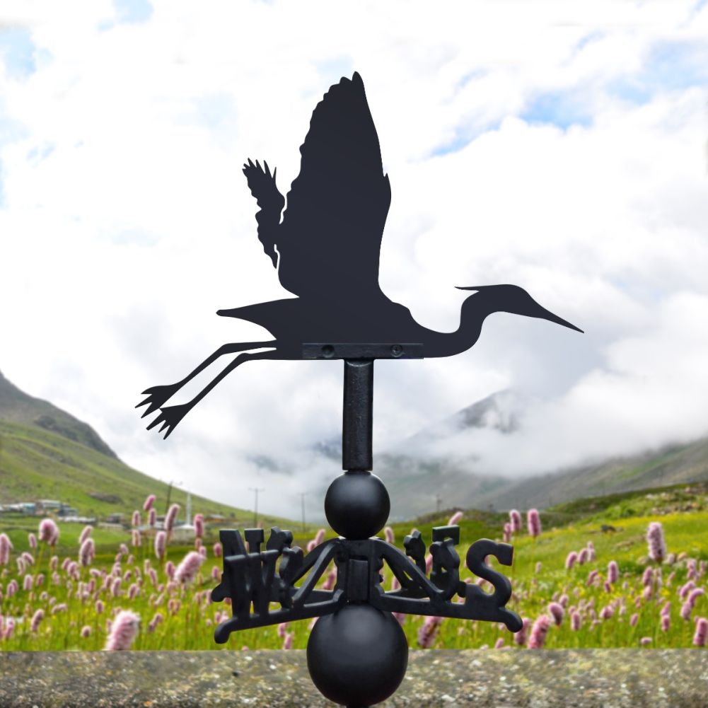 Heron Flying Weathervane in Black 