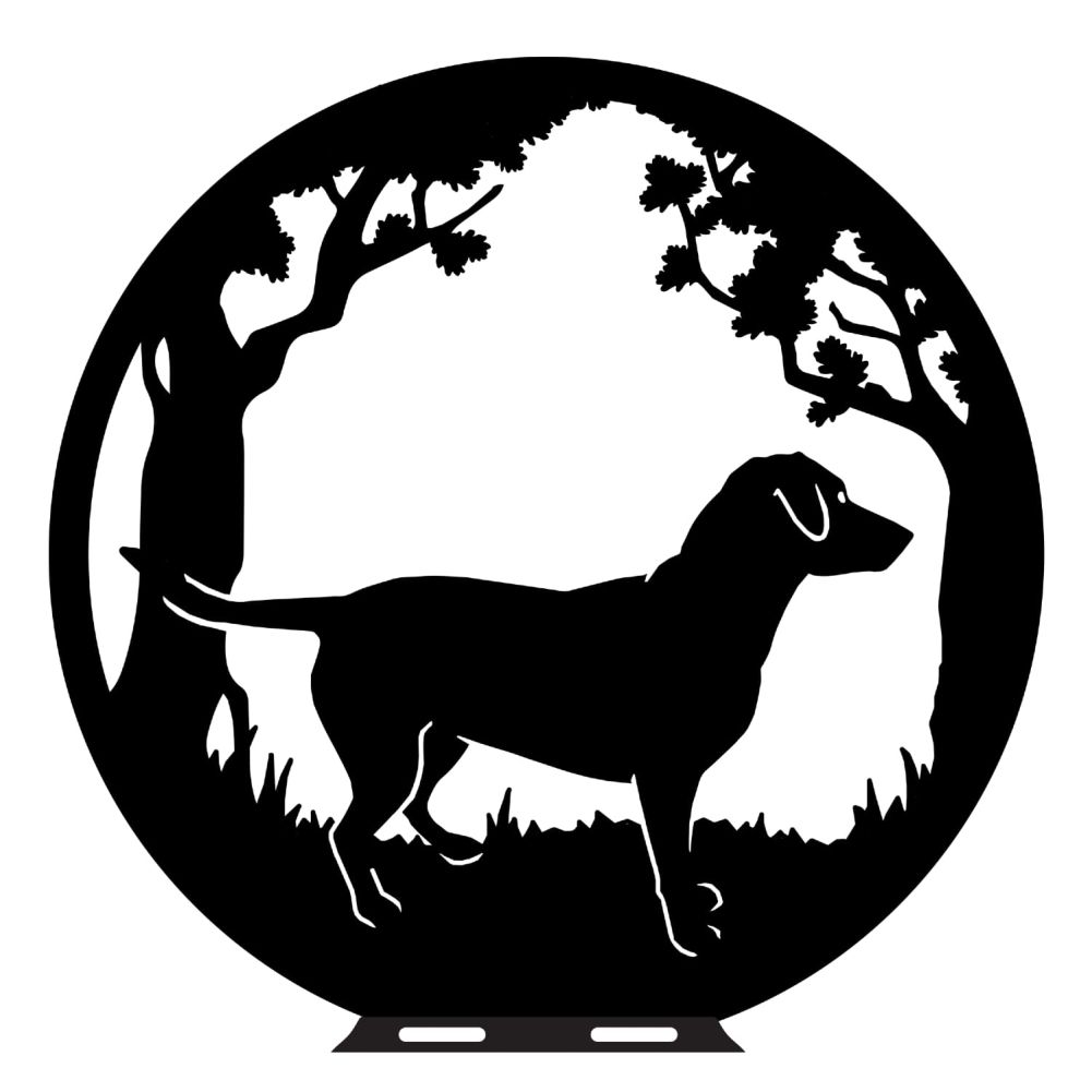 Black Lab & Oak Trees Weathervane Topper On a White Background