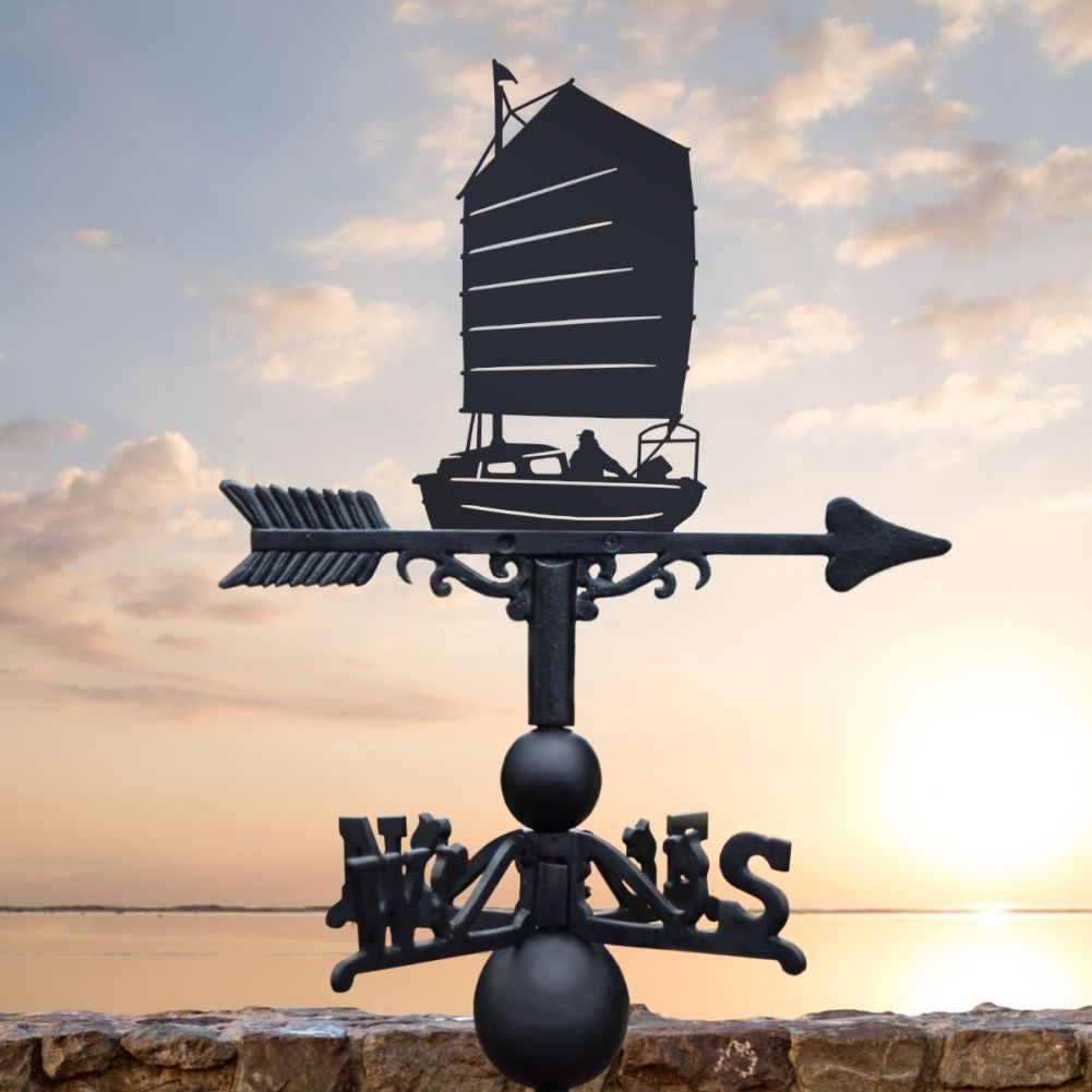 Sailboat with Chinese Junk Sail Weathervane