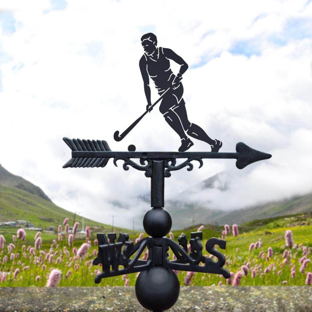 Female Hockey Player Iron Weathervane