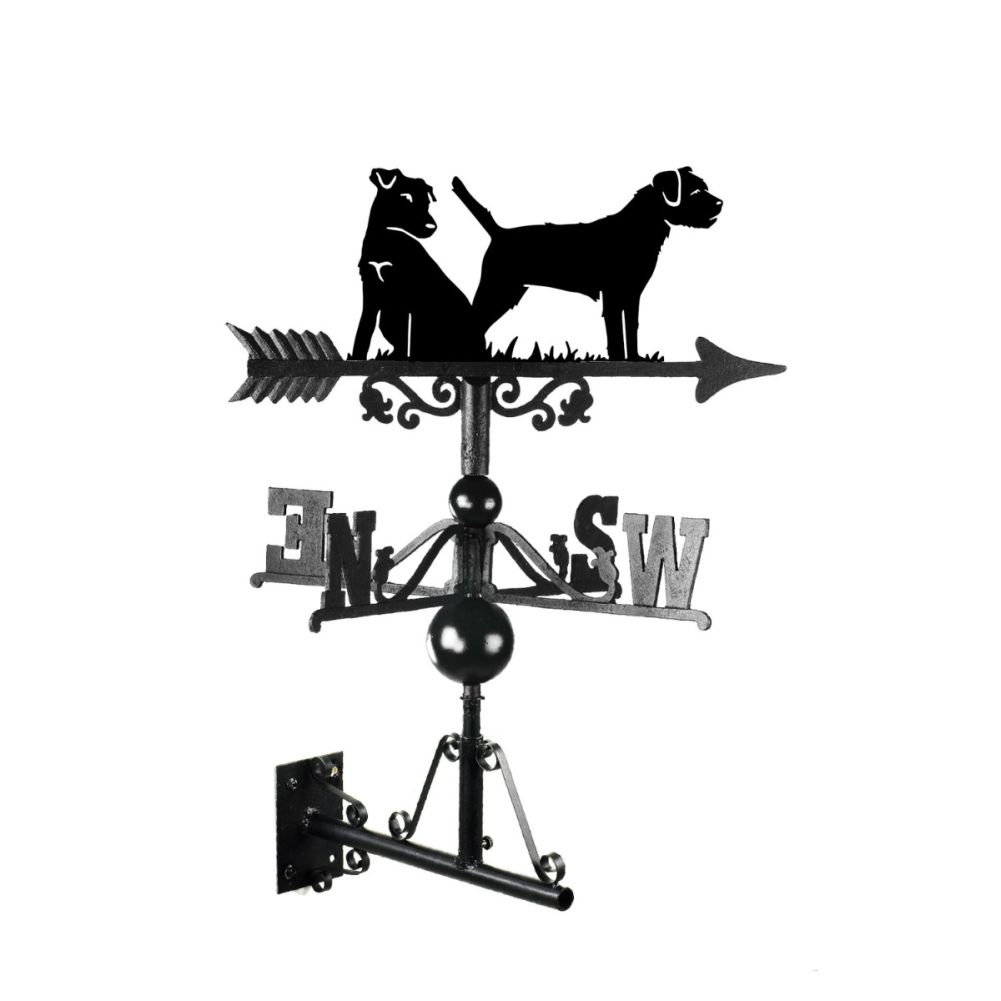 Border Terrier and Jack Russell Weathervane Mounted
