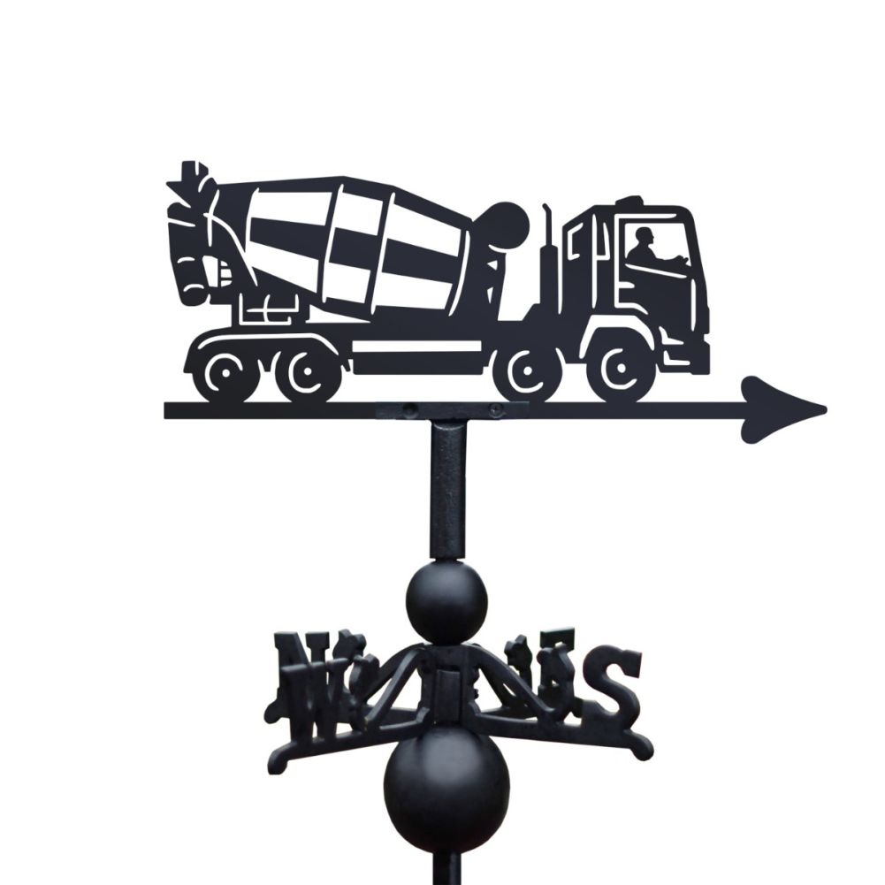 Cement Lorry Weathervane on White Background
