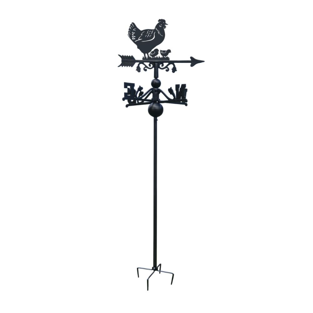Freestanding Hen & Chicks Weathervane on White Background