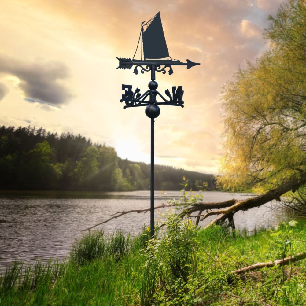 Freestanding Norfolk Wherry Sail Boat Weathervane at Sunset