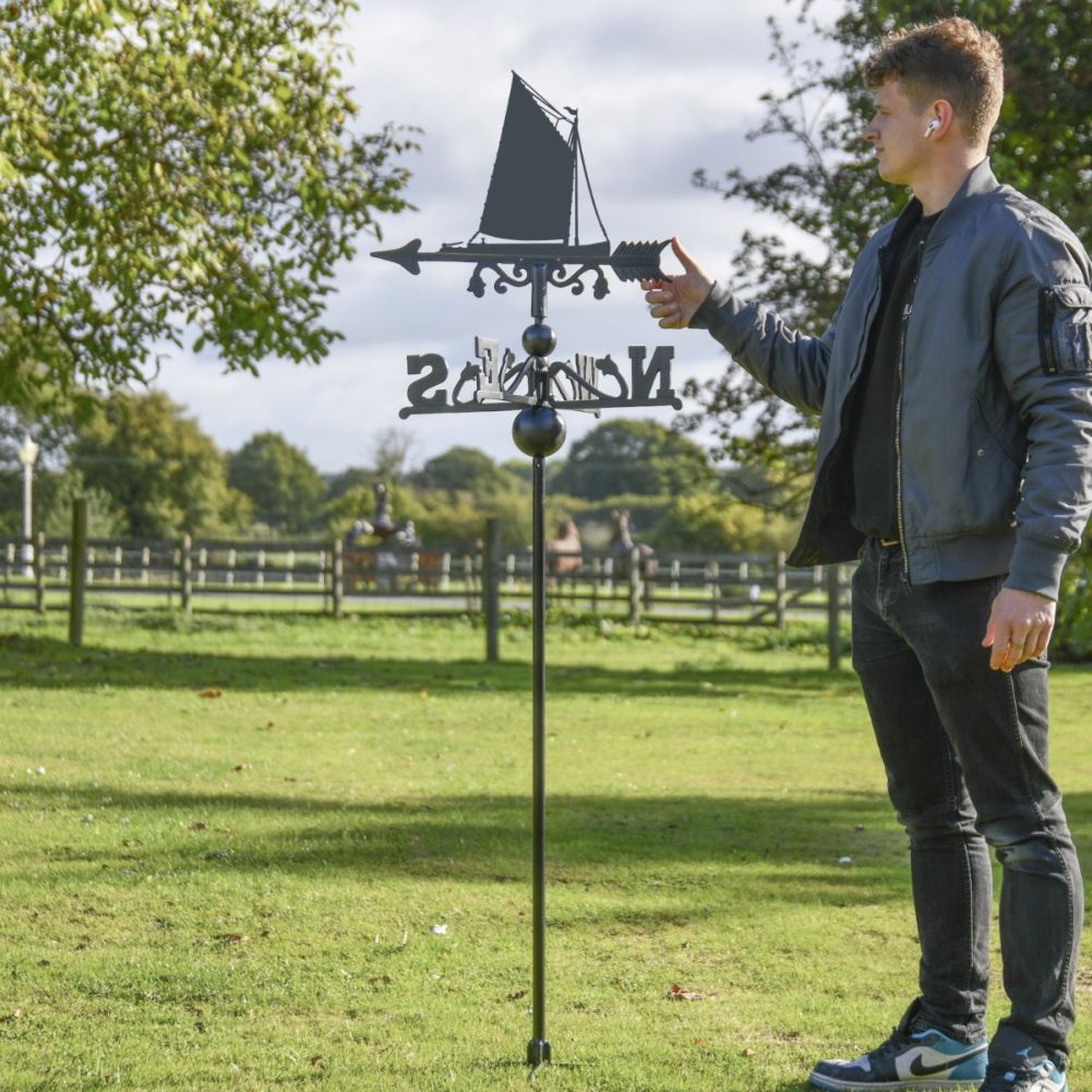 Freestanding Norfolk Wherry Sail Boat Weathervane to Scale