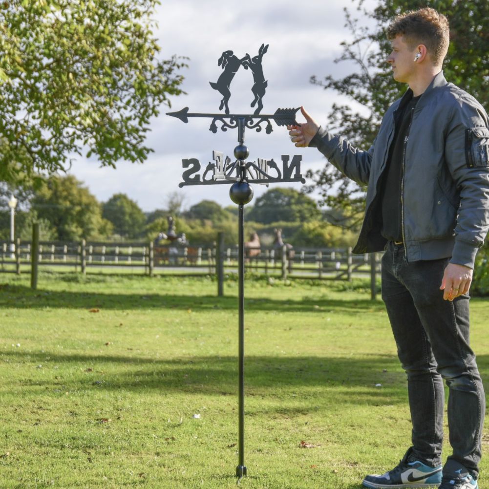 Freestanding Boxing Hares Weathervane to Scale