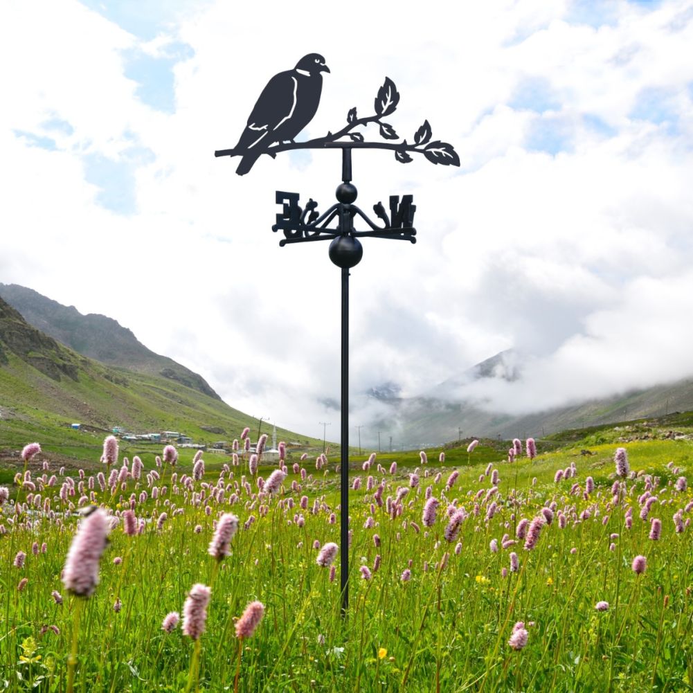 Freestanding Weathervane with Wood Pigeon Topper