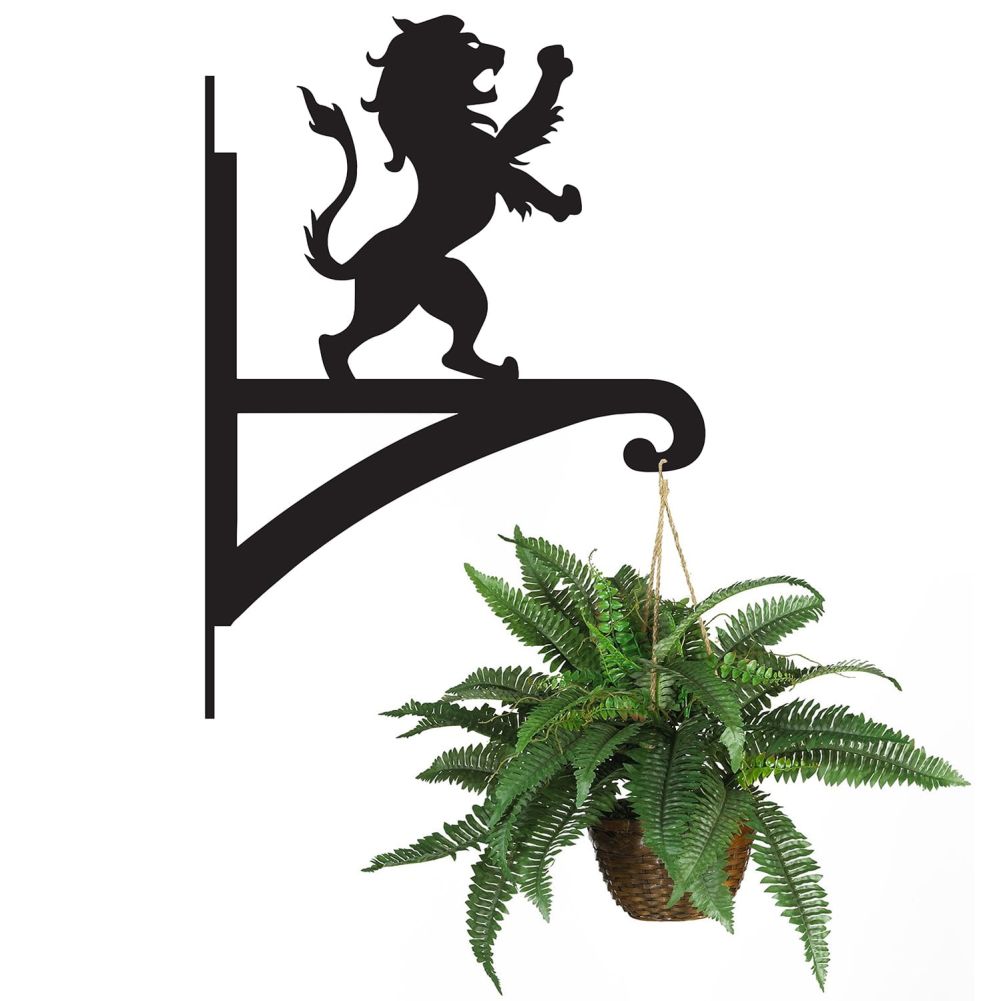 Lion Hanging Basket Bracket Holding a Plant