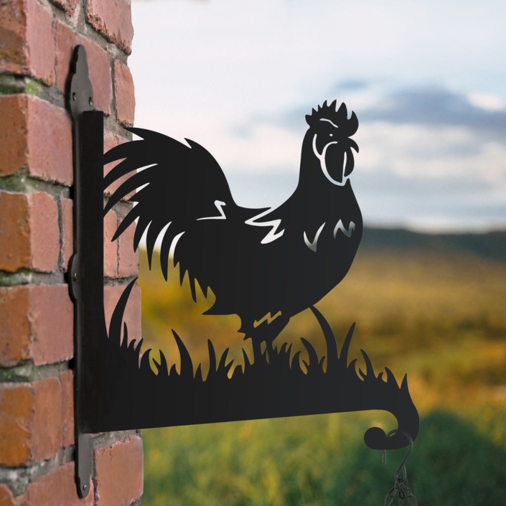 Hanging Basket Bracket with Cockerel Topper