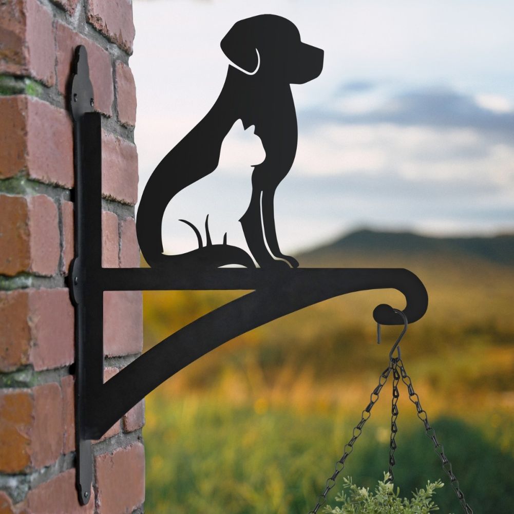 Cat & Dog Silhouette Hanging Basket Bracket