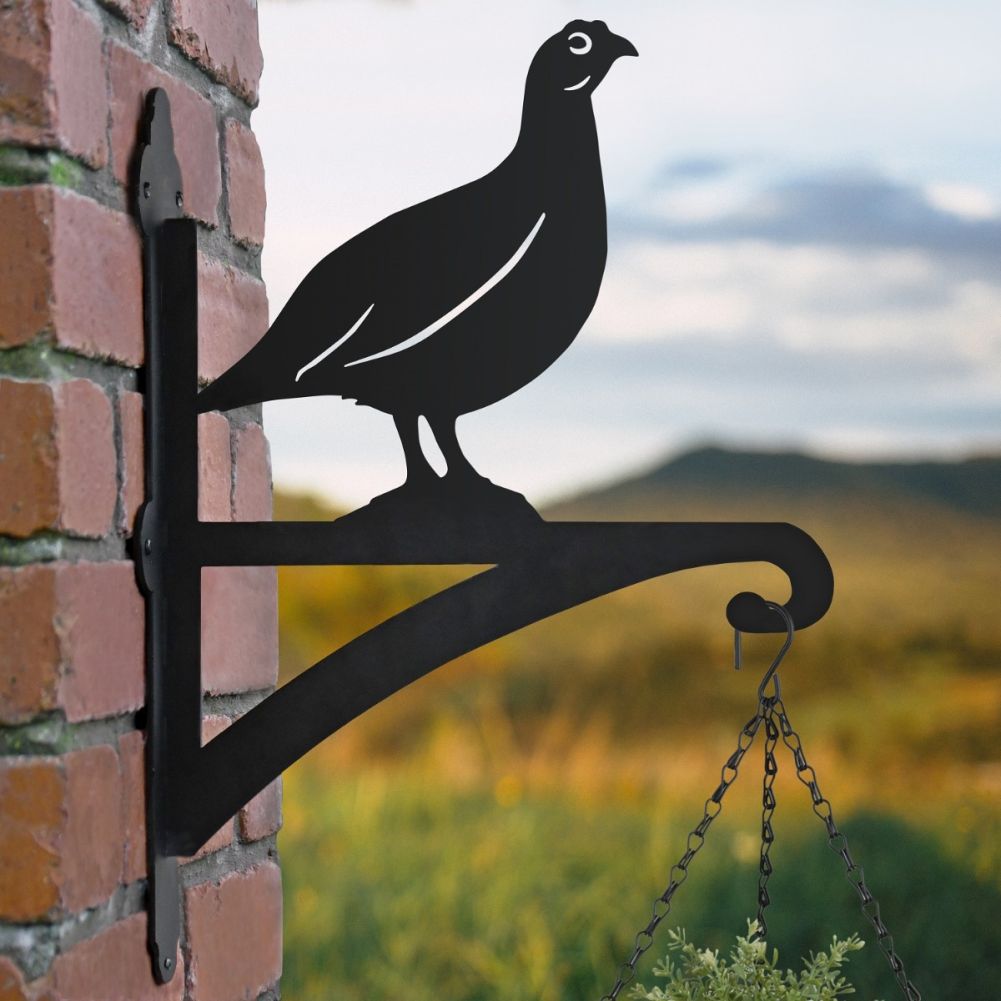 Red Grouse Hanging Basket Bracket on Wall 