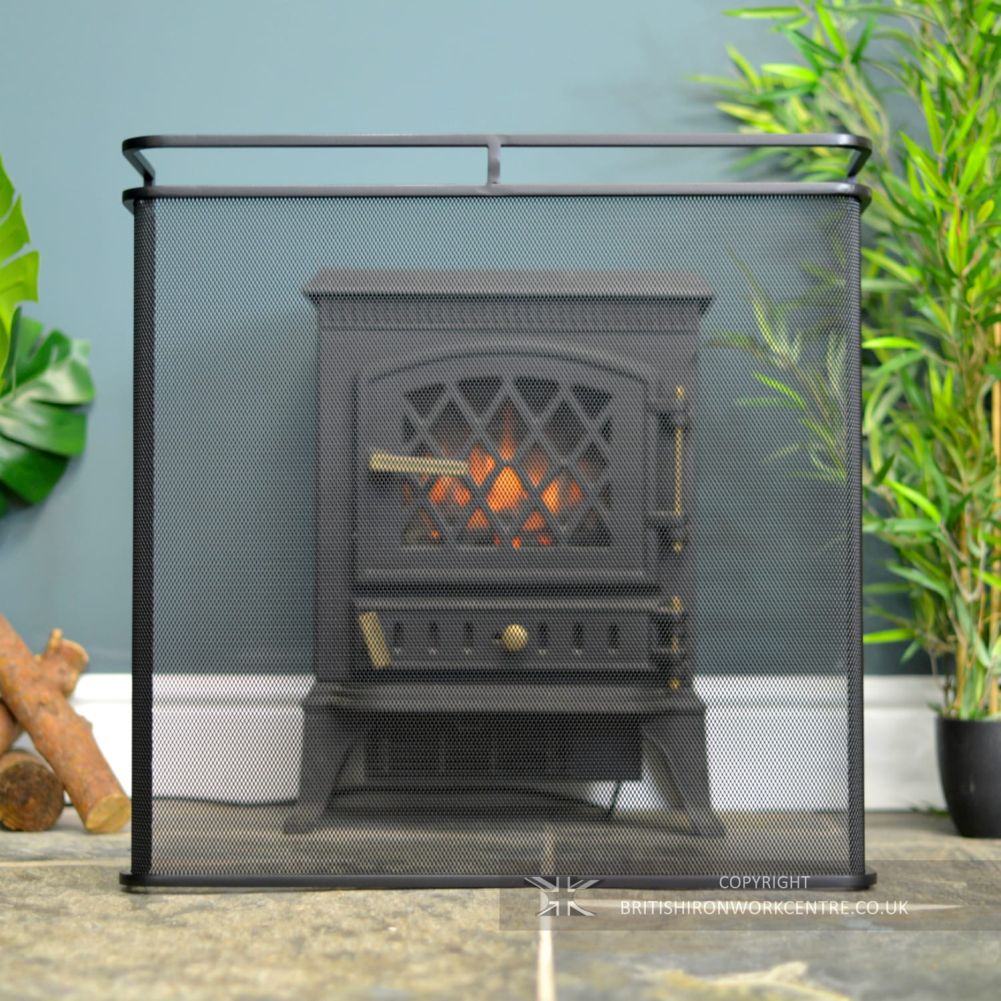 Black Single Pane Curved Fire Guard
