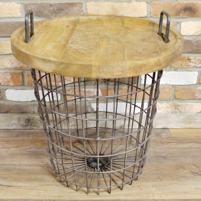 Metal Basket Side Table