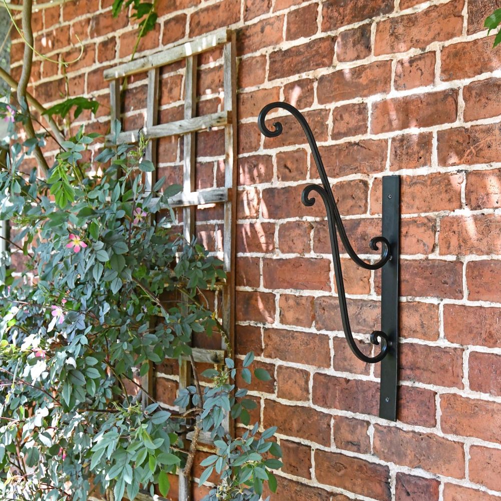 Ornate Black Hanging Basket Bracket in Situ