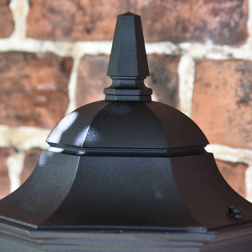 Large Black Bottom Fix Wall Lantern Upper Finial