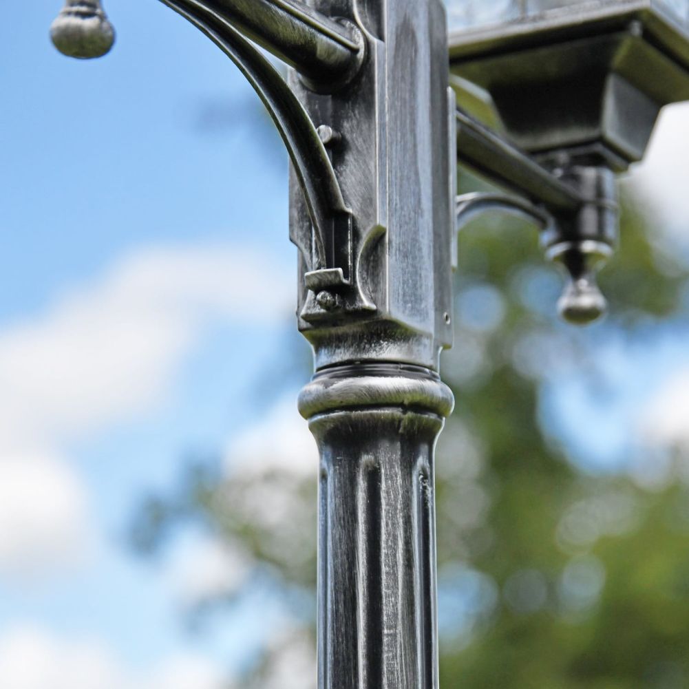 Antique Silver Double Head Lamp Post