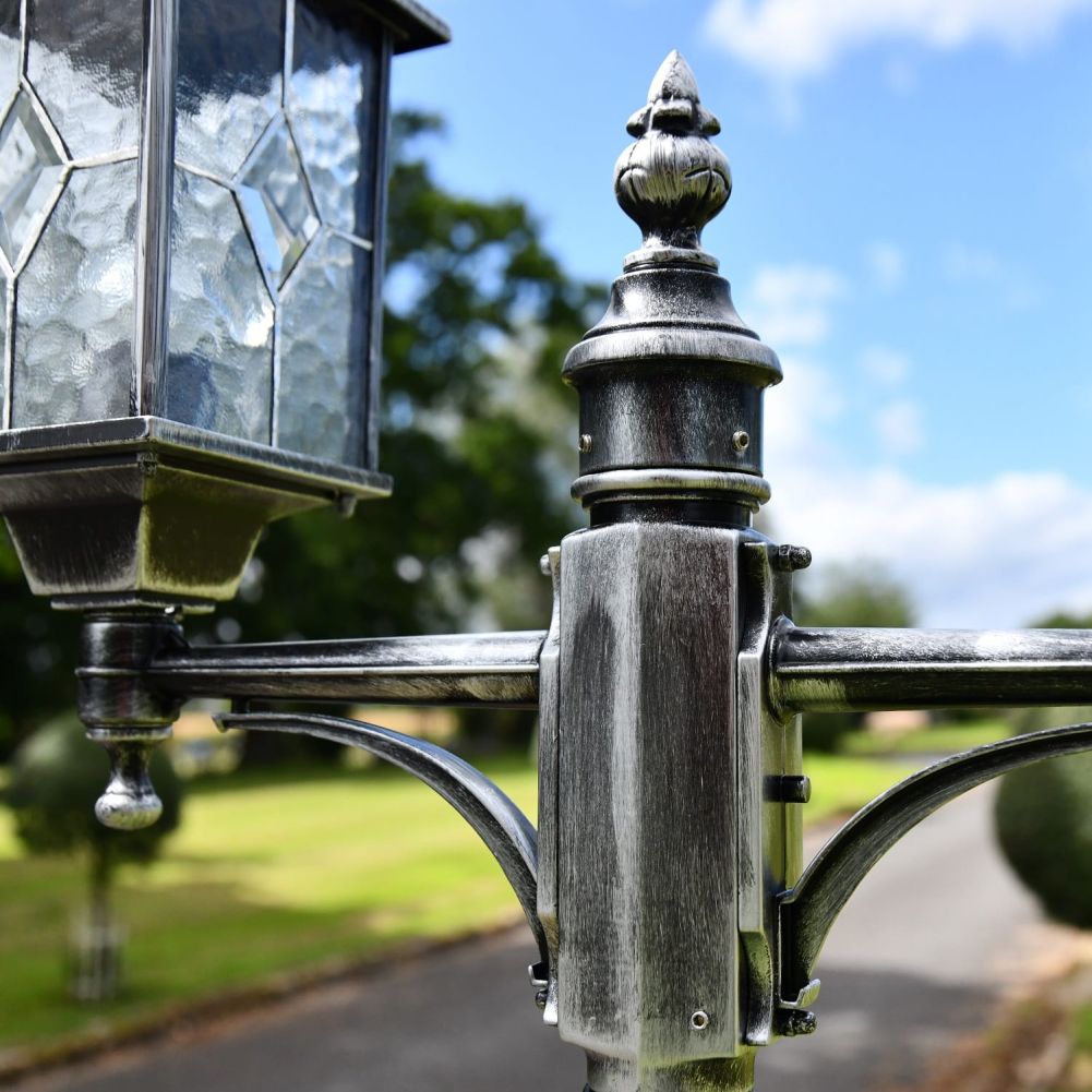 Antique Silver Double Head Lamp Post