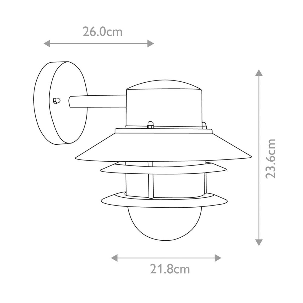 Brushed Stainless Steel 'Copenhagen' Outdoor Wall Light Dimensions