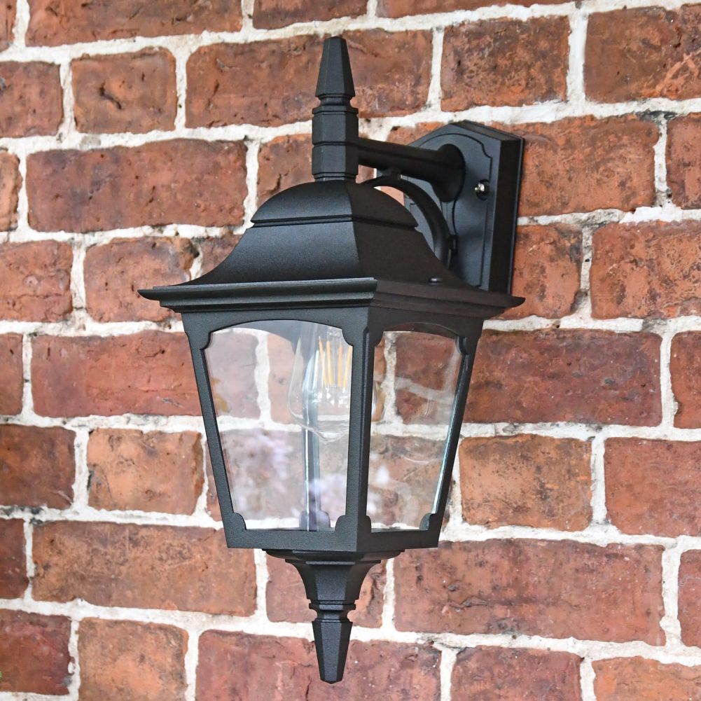 Stockbridge Large Black Top Fix Wall Lantern