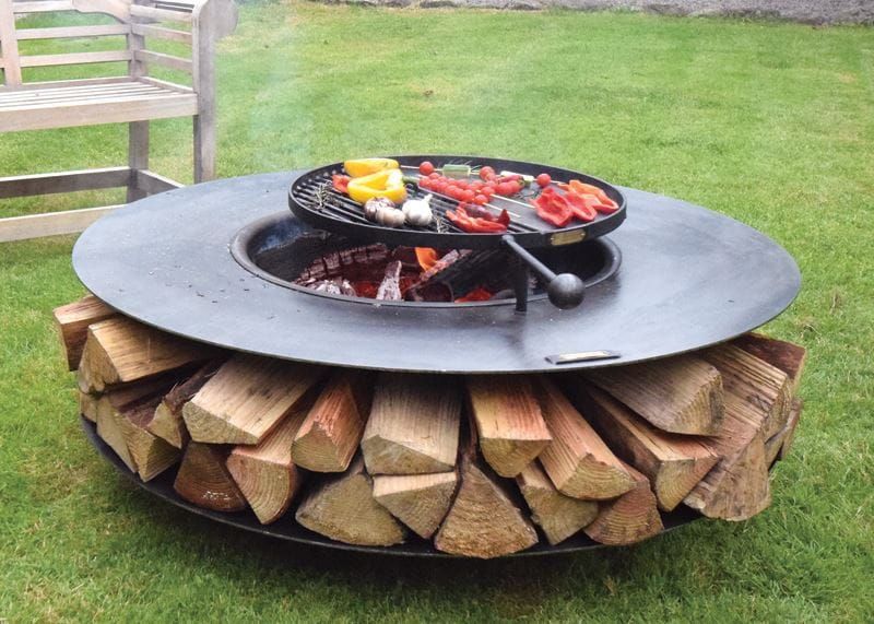 Classic Ring BBQ Fire Pit with Log Store and Swing Arm Grill