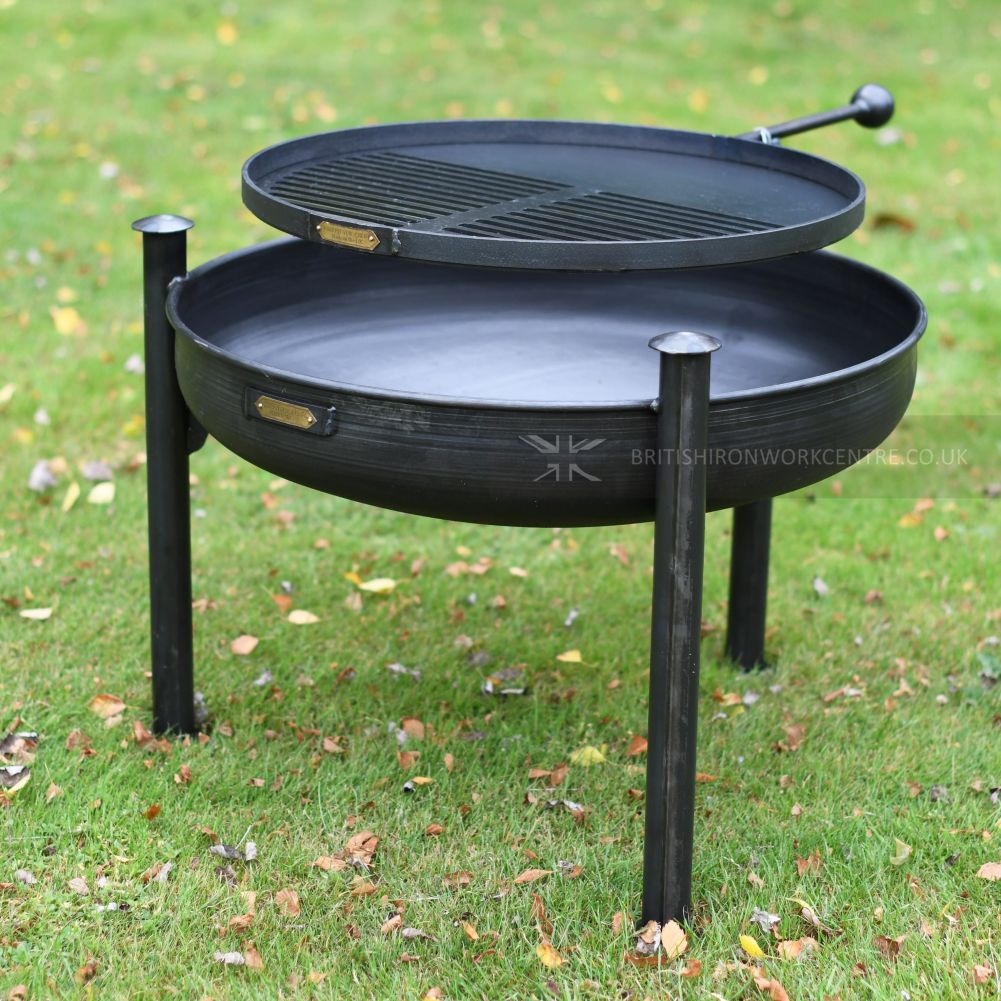 Tall Fire Pit with Swing Arm Grill - Grill over Pit