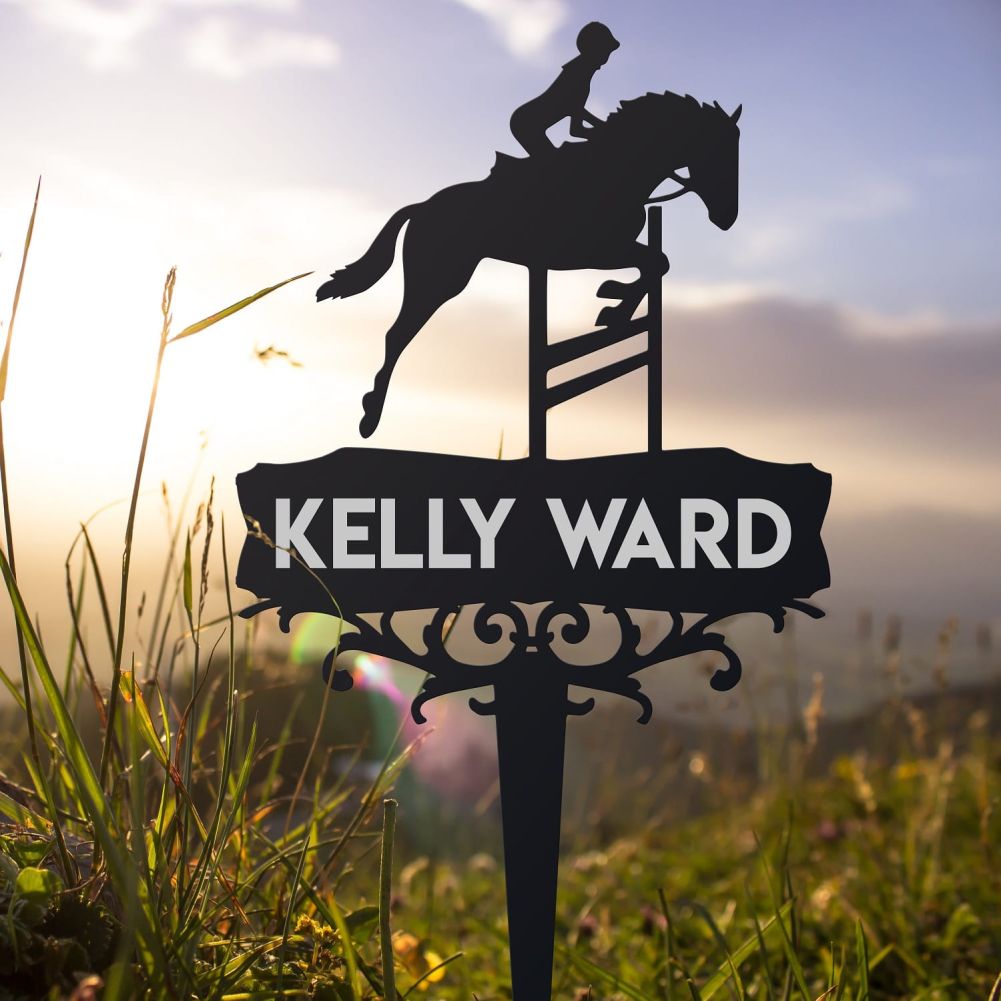 Show Jumping Horse Memorial Ground Spike On a Hillside