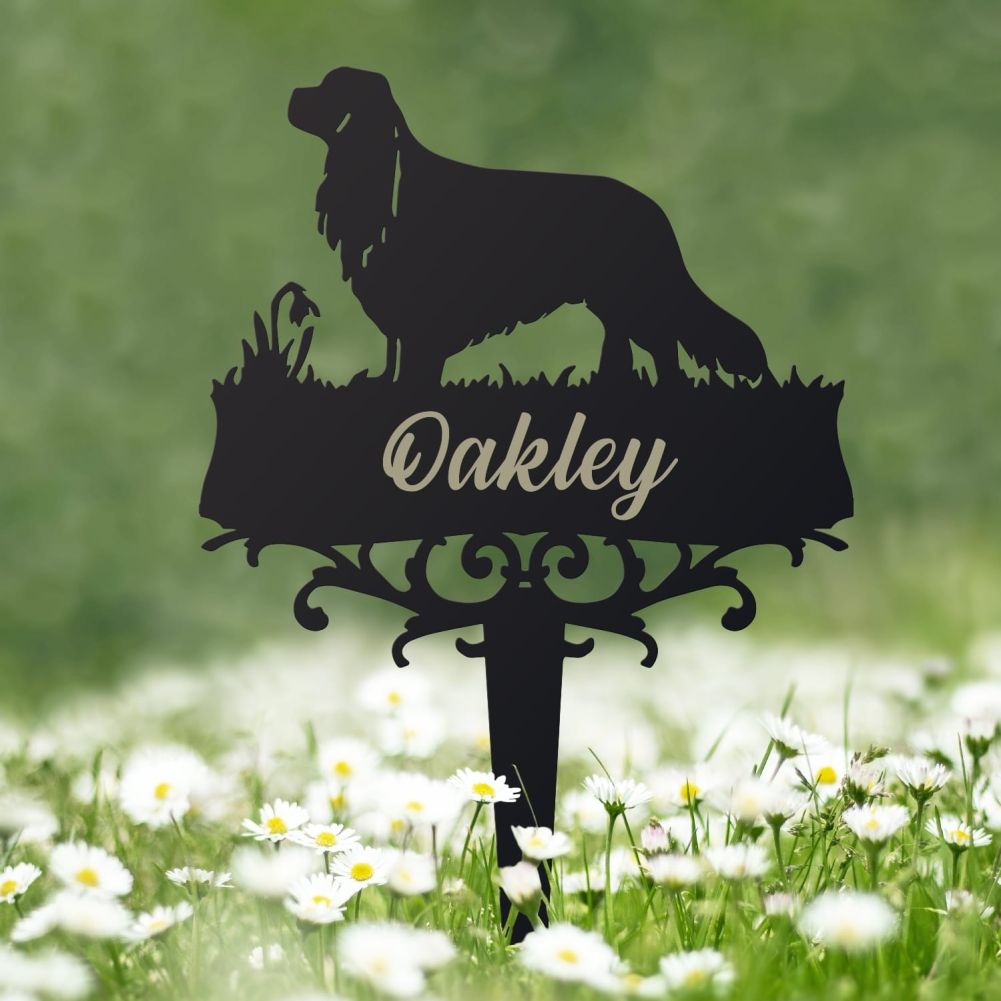 Cavalier King Charles Spaniel Memorial Ground Spike With Daisies