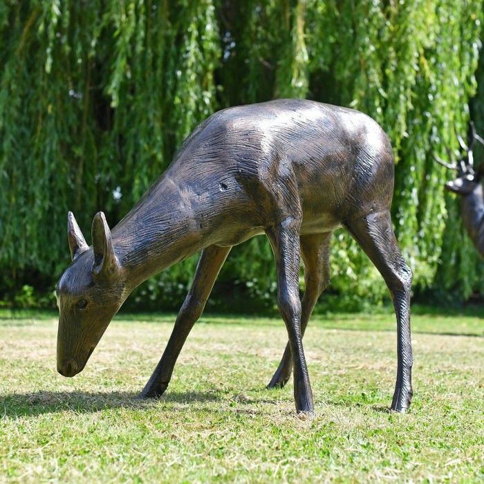 Doe Eating Garden Sculpture
