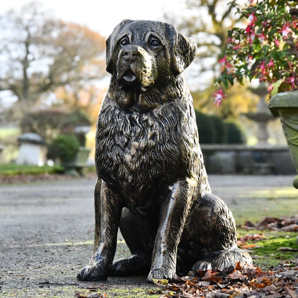 Antique Gold St Bernard Puppy Sculpture 
