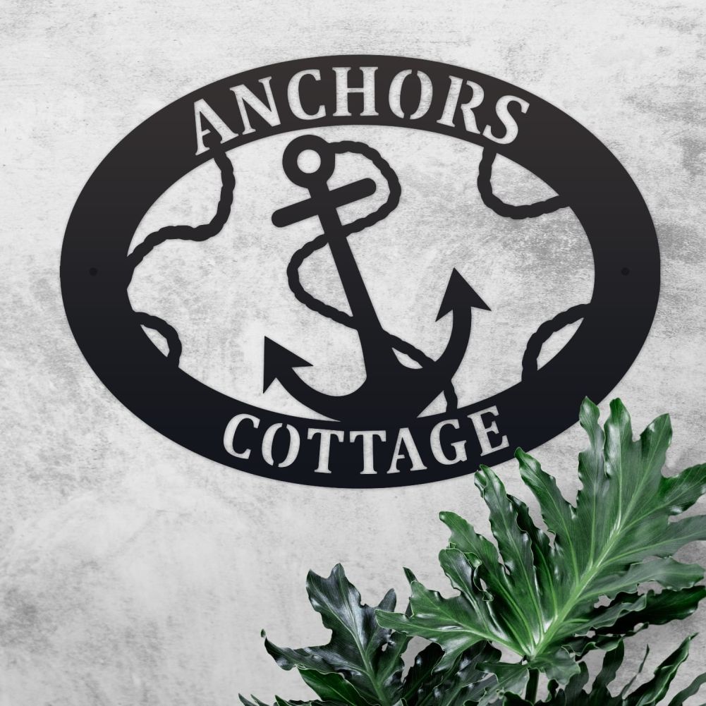 Anchor Oval House Name Sign On a Rustic Wall