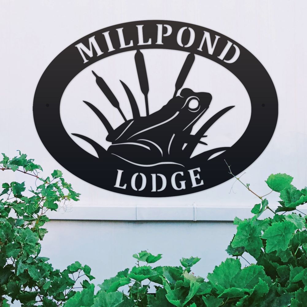 Frog Oval House Name Sign On a White Wall