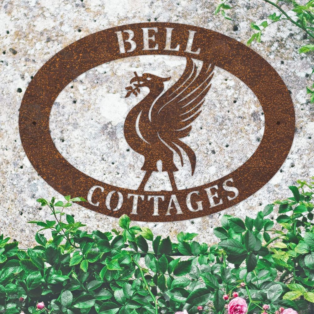 Rustic Liverbird Oval House Name Sign On a Granite Wall