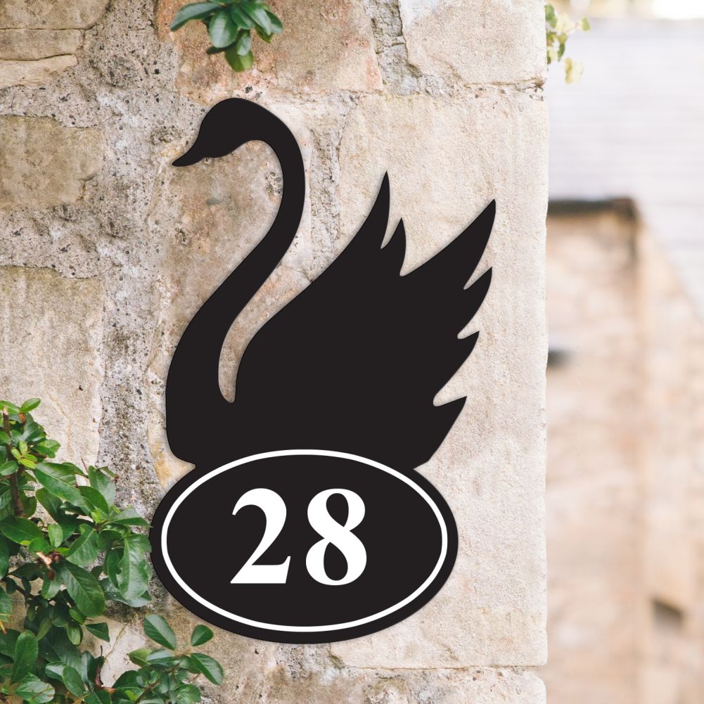 Swan Iron House Number Sign
