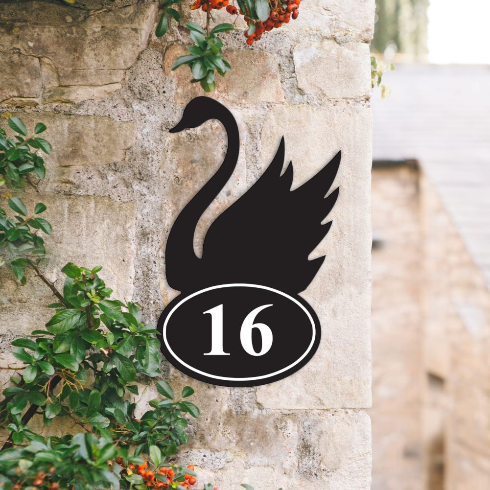 Swan Iron House Number Sign In Situ