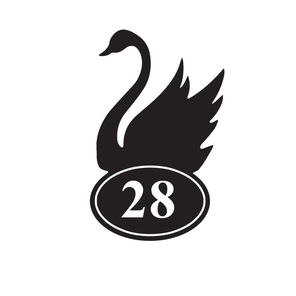 Swan Iron House Number Sign On a White Background
