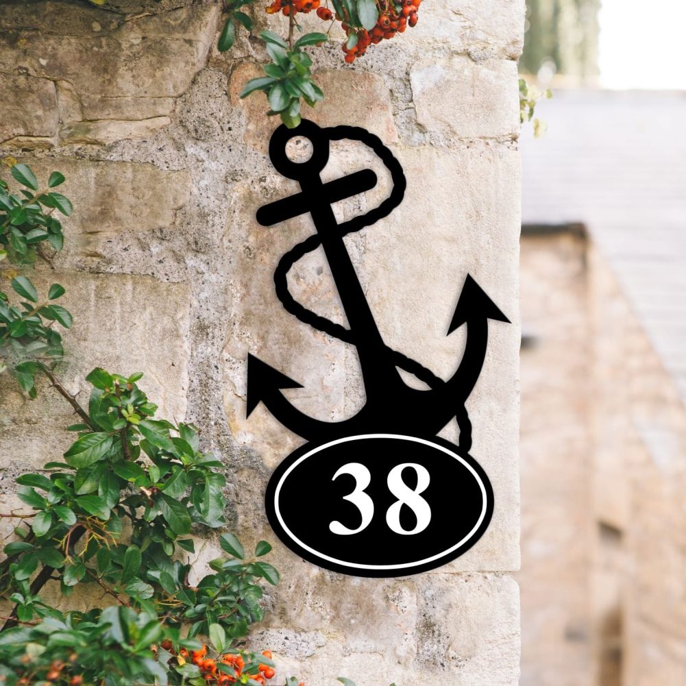 Anchor Iron House Number Sign In Situ