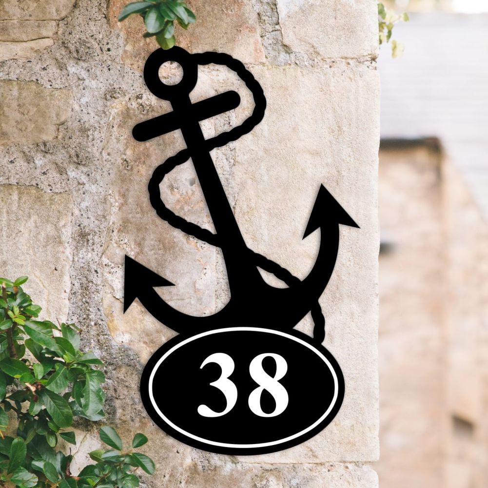 Anchor Iron House Number Sign
