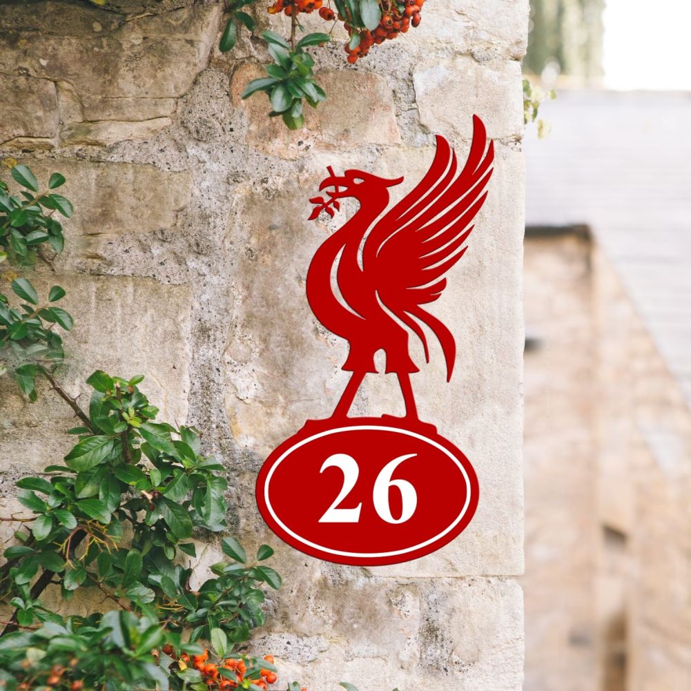 Liver Bird Iron House Number Sign In Situ