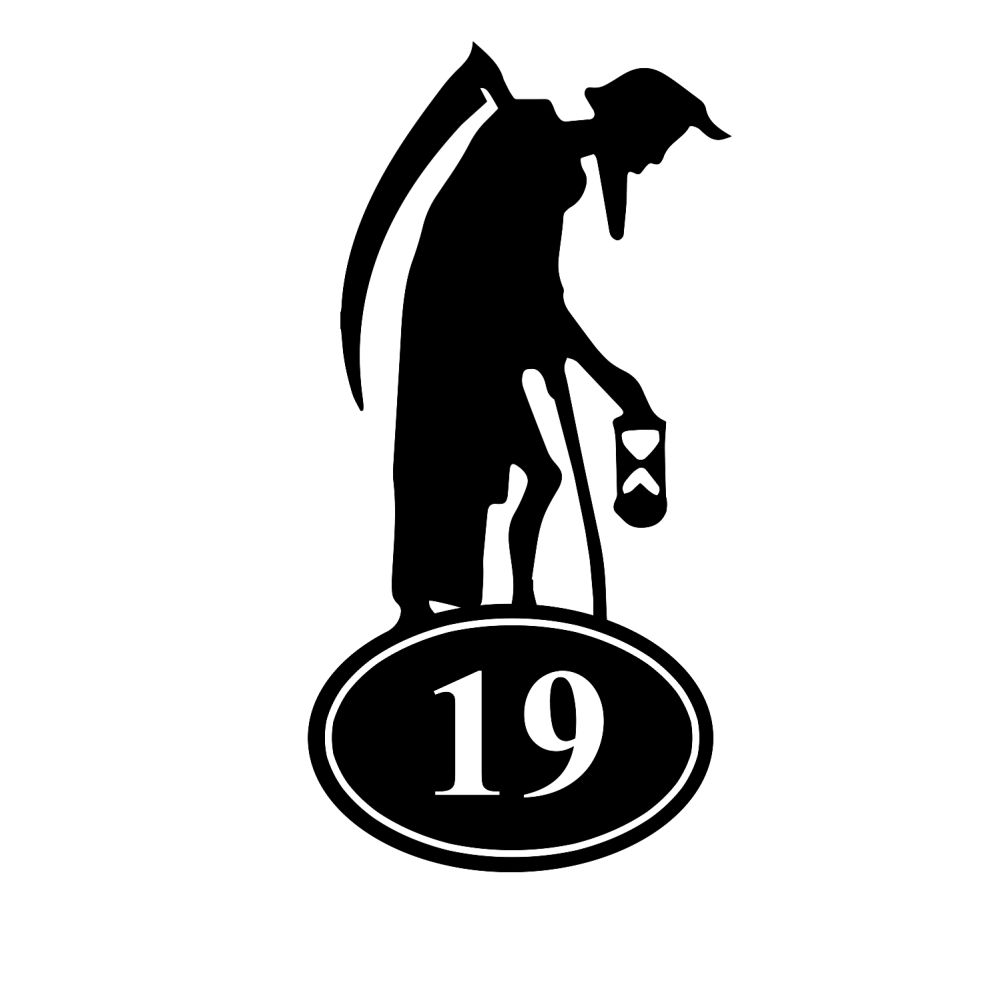 Old Father Time Iron Number Sign On a White Background